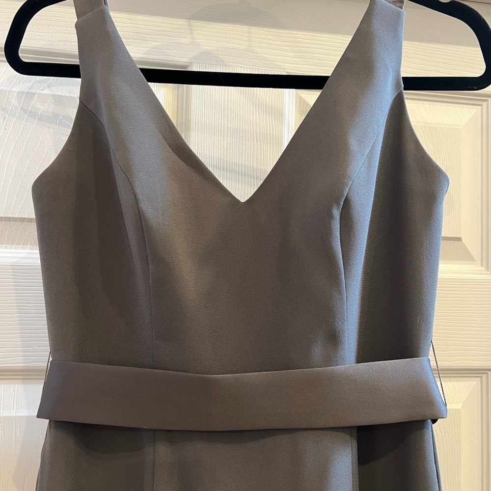 White by Vera Wang Charcoal Crepe Bridesmaid Dress Size 6 - Picture 3 of 10
